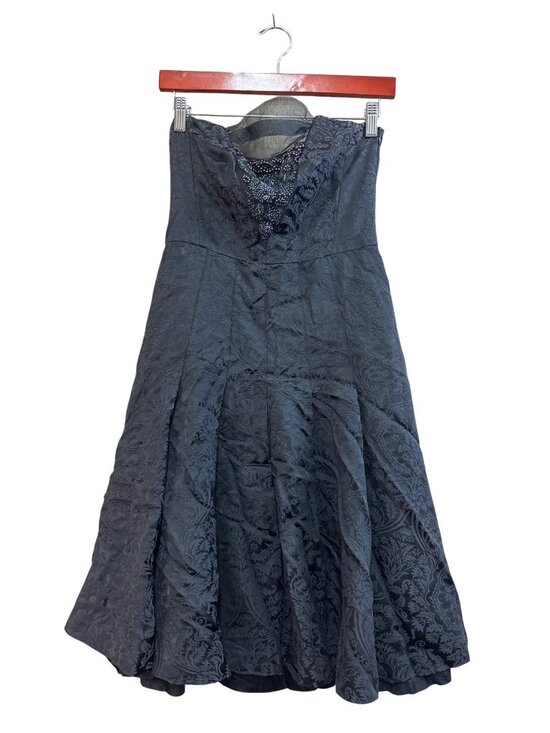 Tibi Black Strapless Jacquard Dress With Beaded Neckline Accent Womens Size 4 - Picture 1 of 7